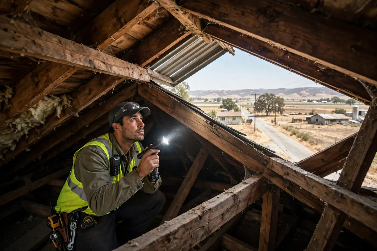 Inspección del Ático y la Ventilación en Mercey Springs Road, Los Banos CA — inspección de techos