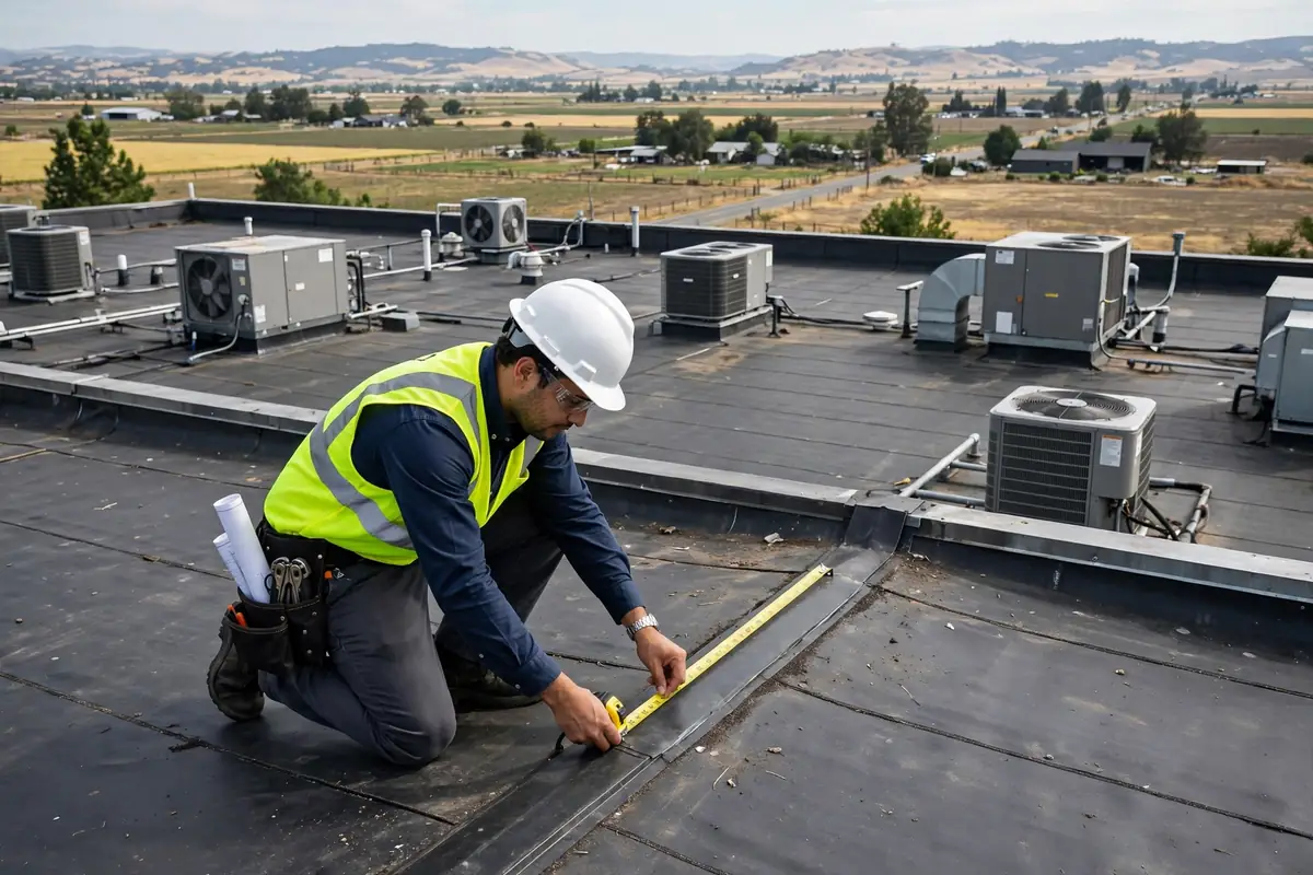 Inspección de Techos Comerciales en Mercey Springs Road, Los Banos CA — inspección de techos