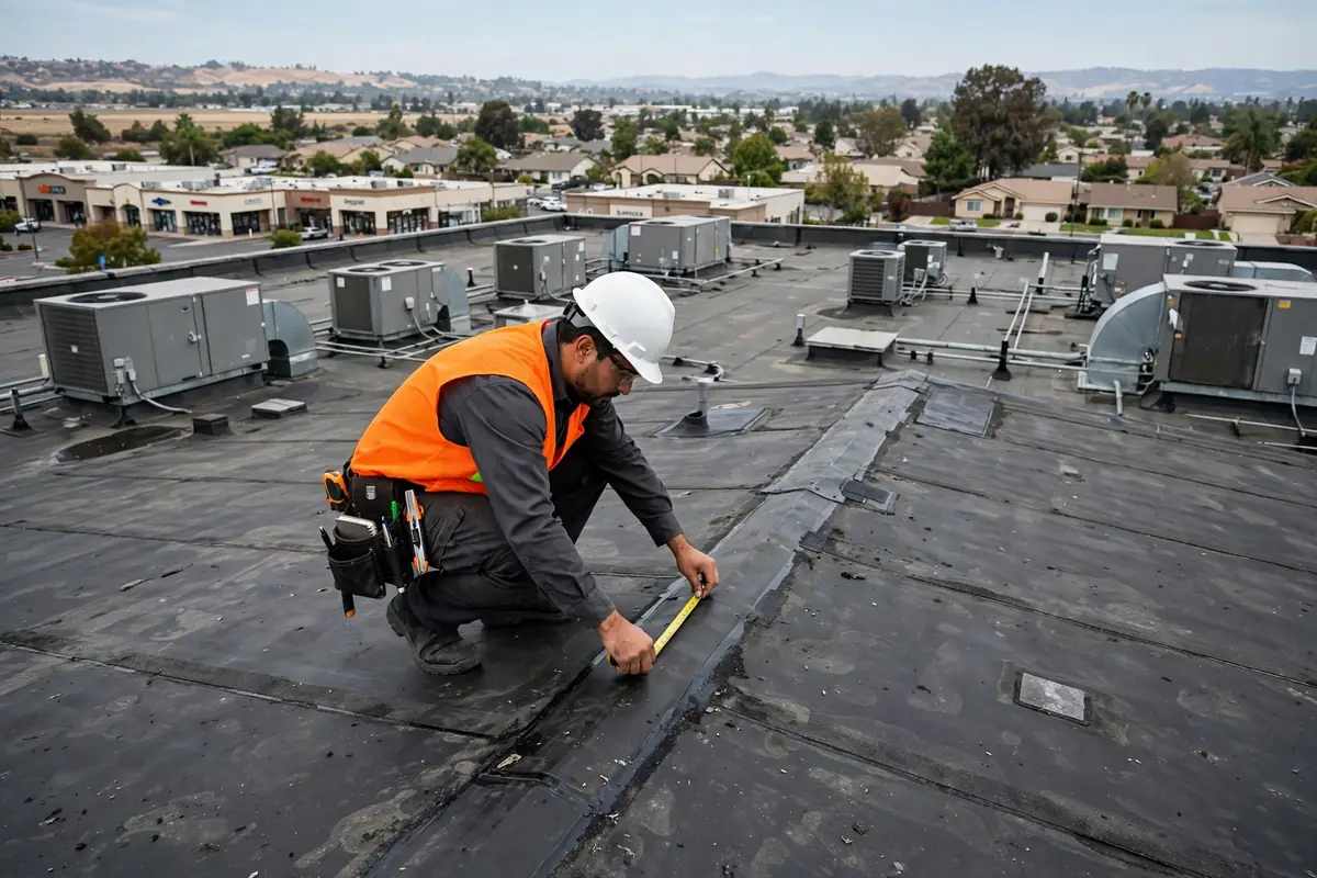 Inspección de Techos Comerciales en Pacheco Boulevard, Los Banos CA — inspección de techos