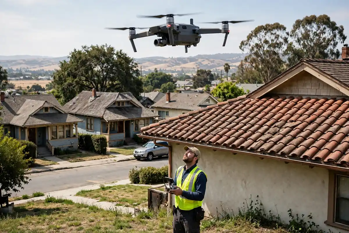 Inspección del Techo con Dron en Downtown Los Banos, Los Banos CA — inspección de techos