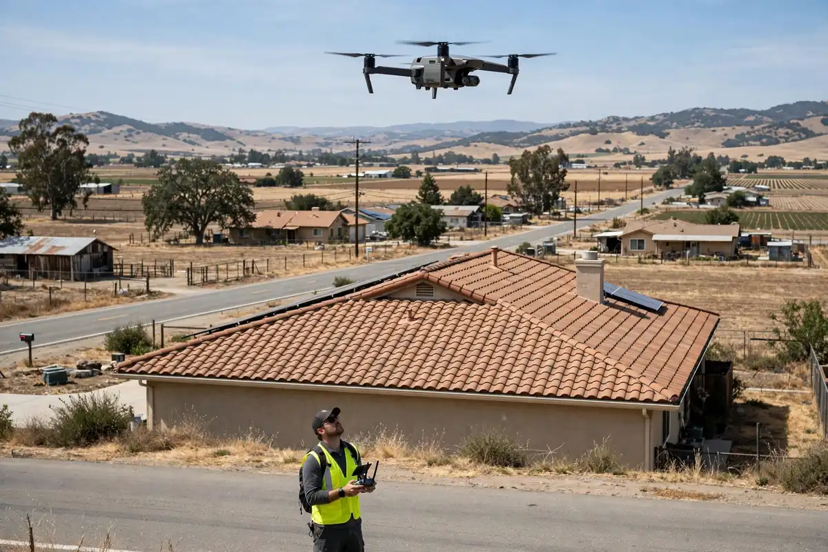 Inspección del Techo con Dron en Mercey Springs Road, Los Banos CA — inspección de techos
