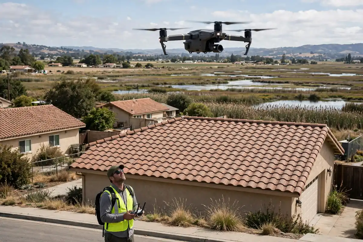 Inspección del Techo con Dron en Volta, Los Banos CA — inspección de techos