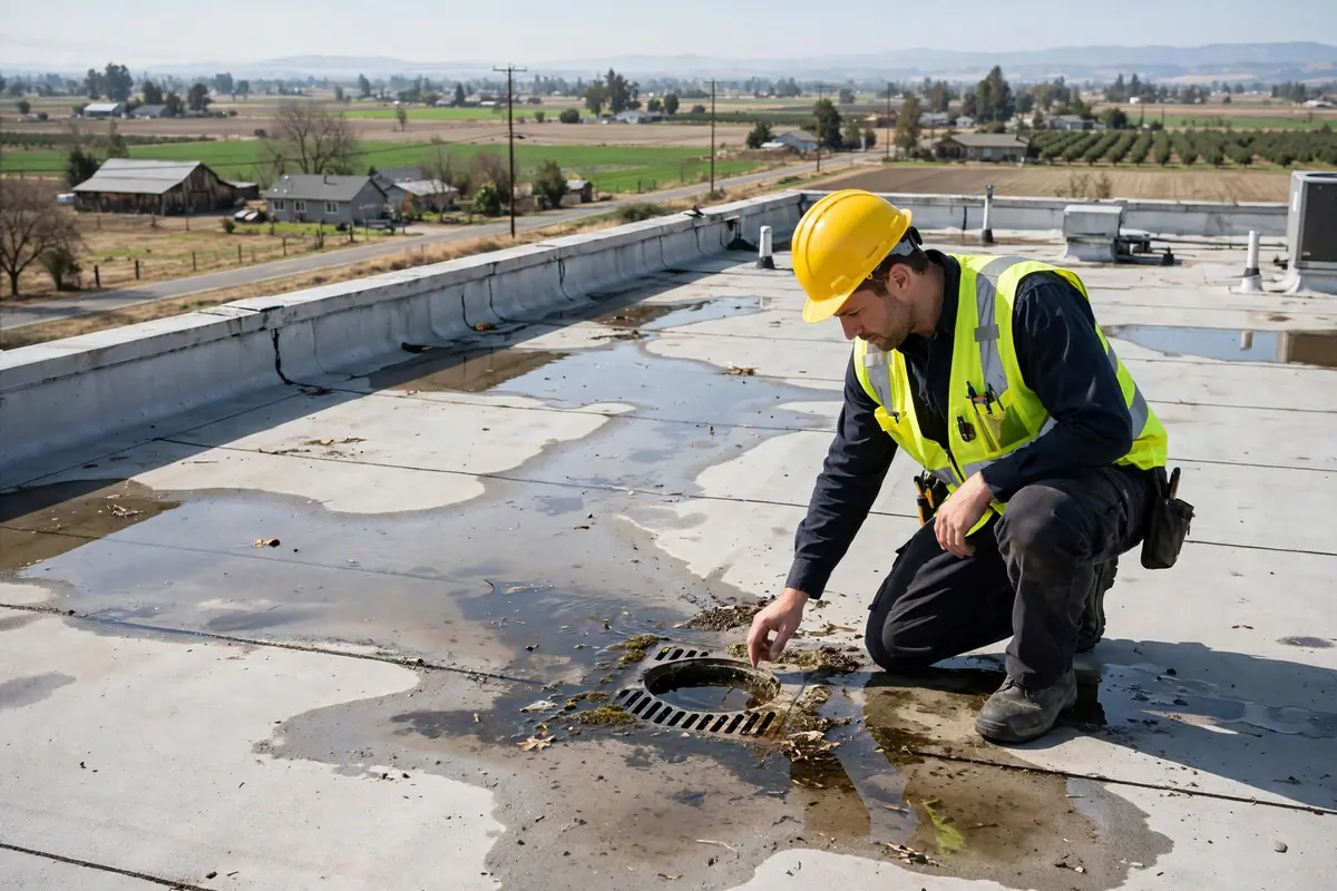 Inspección de Techo Plano en Mercey Springs Road, Los Banos CA — inspección de techos