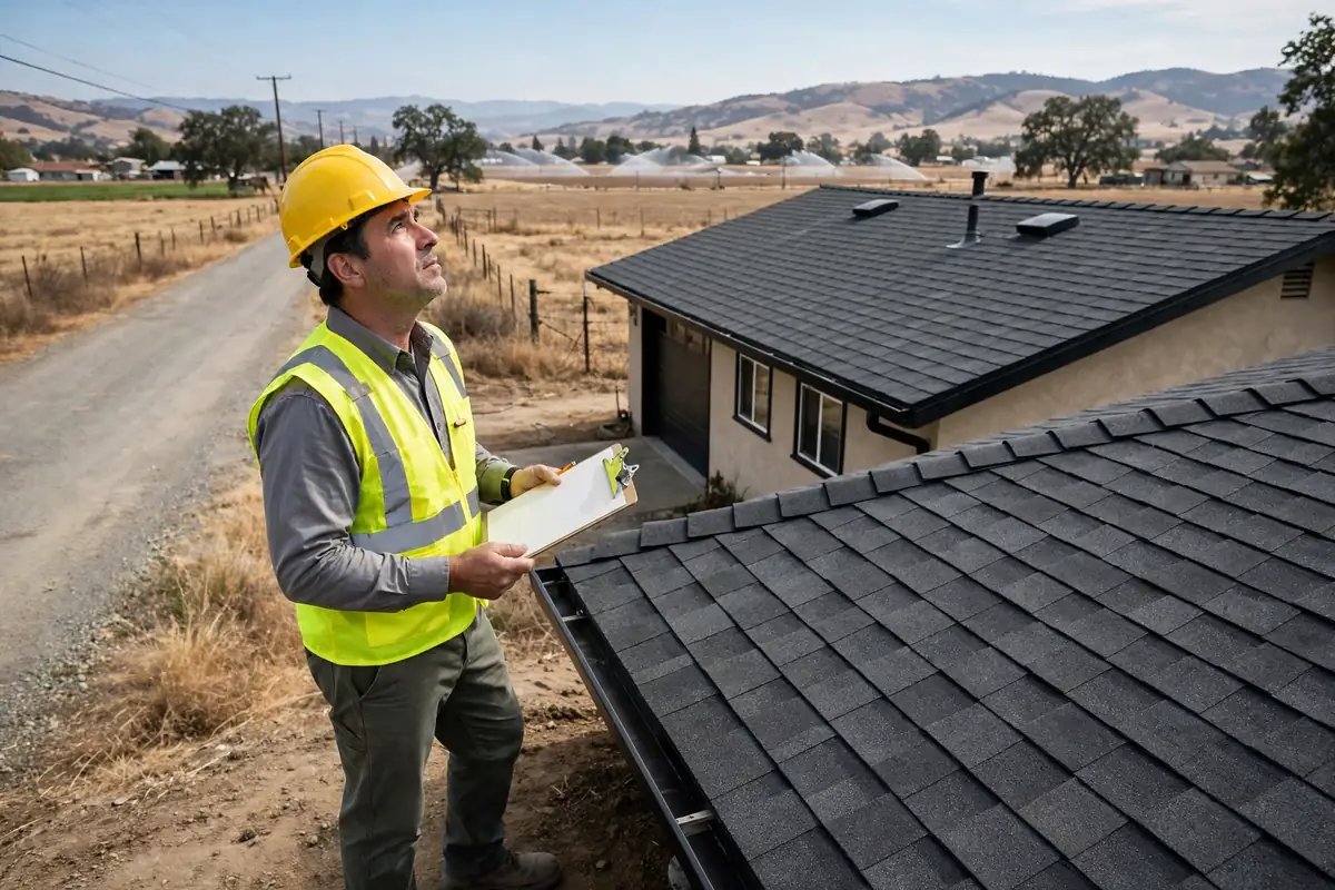 Inspección de Instalación de Techo Nuevo en Mercey Springs Road, Los Banos CA — inspección de techos