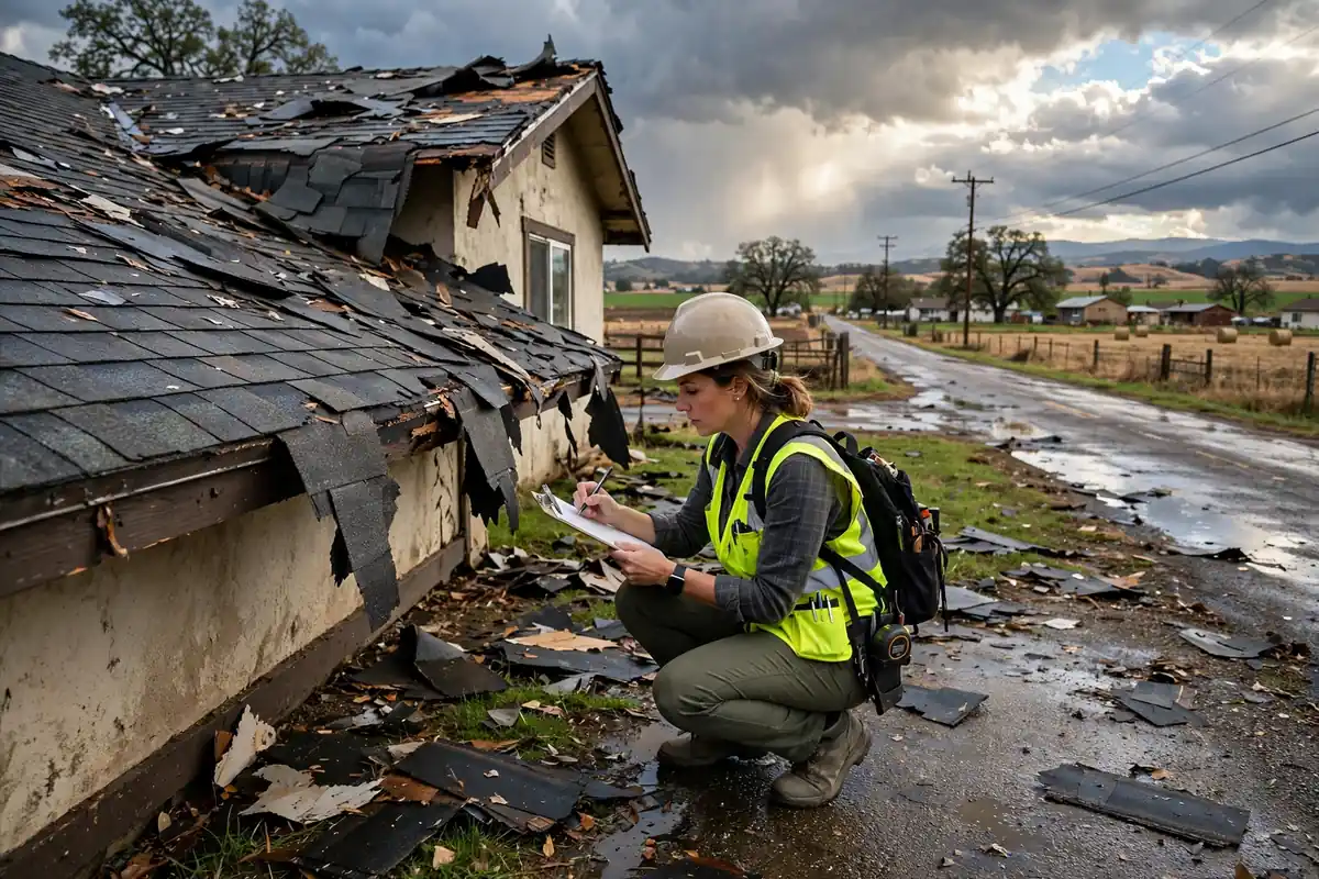 Inspección de Daños por Tormenta en Mercey Springs Road, Los Banos CA — inspección de techos